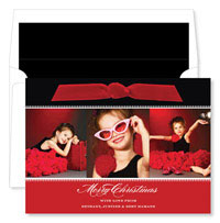 Noteworthy Collections - Digital Holiday Photo Cards (Formal Triad Red with Ribbon) (DG-502R)