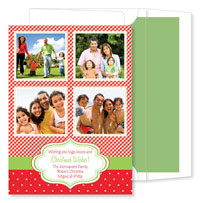 Noteworthy Collections - Digital Holiday Photo Cards (Gingham Dots Red & Green Vertical) (DG-512)