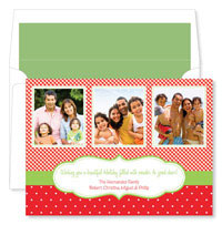 Noteworthy Collections - Digital Holiday Photo Cards (Gingham Dots Red & Green Horizontal) (DG-514)