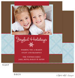 Take Note Designs Digital Holiday Photo Cards - Blue Pattern Band on Brown