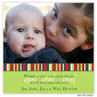 Take Note Designs Digital Holiday Photo Cards - Green with Multi Striped Border