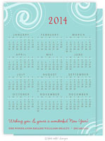 Take Note Designs Digital Holiday Greeting Cards With Calendar - Aqua Scrolls - Calendar (TND-A8-99205)