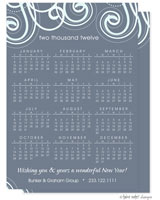 Take Note Designs Digital Holiday Greeting Cards With Calendar - Blue Scrolls - Calendar (TND-A8-99207)