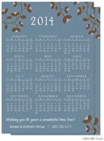 Take Note Designs Digital Holiday Greeting Cards With Calendar - Brown Vines on Blue - Calendar (TND-A8-99208)