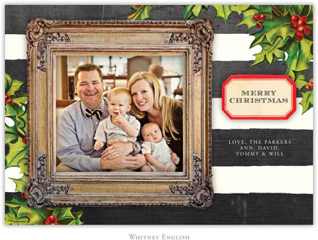 Whitney English Digital Holiday Photo Card - Framed Holly (W23618)