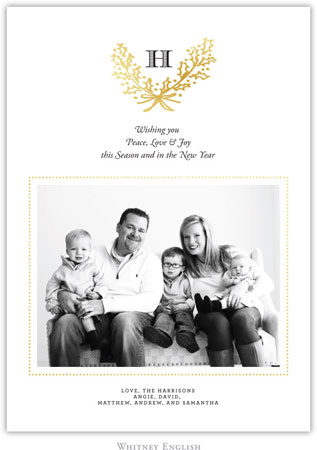 Whitney English Digital Holiday Photo Card - Holly Gold (W23640)