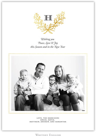 Whitney English Digital Holiday Photo Card - Holly Gold (W23640)