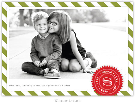 Whitney English Digital Holiday Photo Card - Air Mail Olive (W23646)