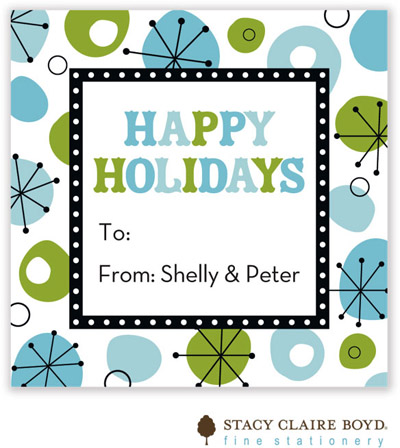 Stacy Claire Boyd - Holiday Calling Cards (Retro Wishes - Blue - Flat)