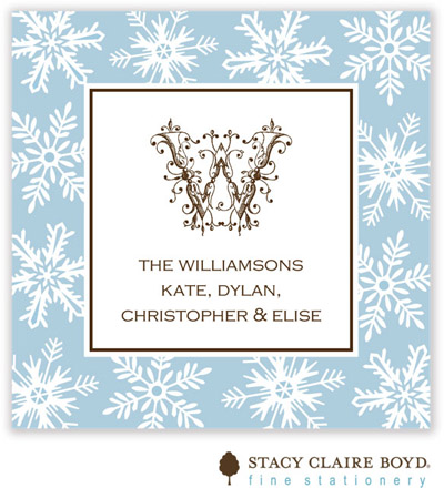 Stacy Claire Boyd - Holiday Calling Cards (Fanciful Snowflakes - Blue - Flat)