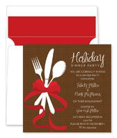 Noteworthy Collections - Holiday Invitations (Cutlery Dinner Party Chocolate) (ID-1631)