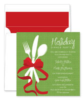 Noteworthy Collections - Holiday Invitations (Cutlery Dinner Party Olive) (ID-1632)