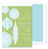 Noteworthy Collections - Holiday Invitations (Elegant Ornaments Wasabi) (ID-1641)