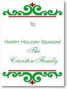 Name Doodles - Holiday Large Rectangle Gift Stickers (Norfolk Green)
