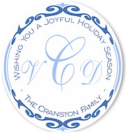 Name Doodles - Holiday Large Circle Gift Stickers (Whitney Blue)