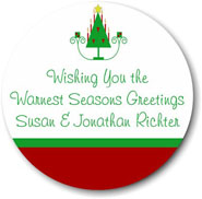 Name Doodles - Holiday Large Circle Gift Stickers (Tiny Tree)