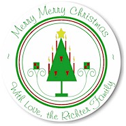 Name Doodles - Holiday Large Circle Gift Stickers (Yuletide)