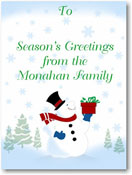 Name Doodles - Holiday Large Rectangle Gift Stickers (Jolly Snowman)