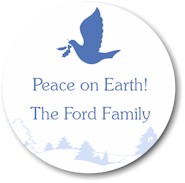 Name Doodles - Holiday Large Circle Gift Stickers (Dove)