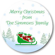 Name Doodles - Holiday Large Circle Gift Stickers (Sleigh)