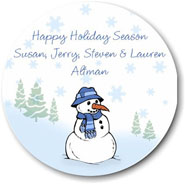 Name Doodles - Holiday Large Circle Gift Stickers (Winterscape)