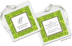 PicMe Prints - Luggage/ID Tags - Damask Cilantro on Chartreuse