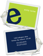 PicMe Prints - Luggage/ID Tags - Alphabet Navy on Chartreuse