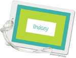PicMe Prints - Luggage/ID Tags - Bold Bands Turquoise/Chartreuse (Rectangle)
