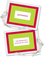 PicMe Prints - Luggage/ID Tags - Bold Bands Watermelon/Chartreuse (Rectangle)