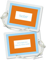 PicMe Prints - Luggage/ID Tags - Bold Bands Sky/Tangerine (Rectangle)