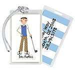 Starfish Art Luggage Tags - Create-Your-Own One Character - Blue Back