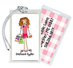 Starfish Art Luggage Tags - Create-Your-Own One Character - Pink Back