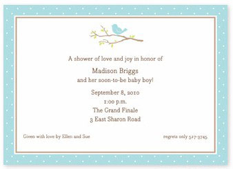 Boatman Geller - Bird On Branch Blue Birth Announcements/Invitations (H)