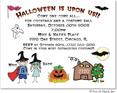 Pen At Hand Stick Figures - Invitations - Halloween #3 (color)