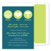Noteworthy Collections - Invitations (Peace � Love � Nursing Teal & Lime - Graduation) (ID-1080)