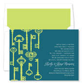 Noteworthy Collections - Invitations (Key Pattern Teal - Moving Cards/Open House) (ID-1179)