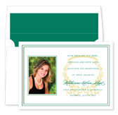 Noteworthy Collections - Graduation Invitations (Acanthus Horizontal - Green & Gold with Photo) (DG-369-C01)