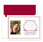 Noteworthy Collections - Graduation Invitations (Acanthus Horizontal - Maroon & Silver with Photo) (DG-372-C04)