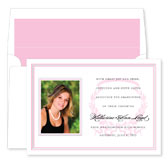 Noteworthy Collections - Graduation Invitations (Acanthus Horizontal - Pink & Black with Photo) (DG-373-C05)