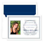 Noteworthy Collections - Graduation Invitations (Acanthus Horizontal - Navy & Silver with Photo) (DG-377-C09)