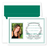 Noteworthy Collections - Graduation Invitations (Acanthus Horizontal - Green with Photo) (DG-381-C13)