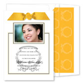 Noteworthy Collections - Graduation Invitations (Acanthus with Ribbon - Bright Gold & Black with Photo) (DG-384R-C03)
