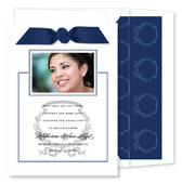 Noteworthy Collections - Graduation Invitations (Acanthus with Ribbon - Navy & Silver with Photo) (DG-390R-C09)