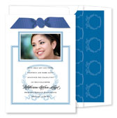 Noteworthy Collections - Graduation Invitations (Acanthus with Ribbon - Blue with Photo) (DG-391R-C10)