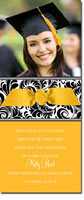 Noteworthy Collections - Graduation Invitations (Antique Swirls � Bright Gold & Black with Photo) (DG-397R-C03)