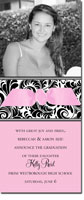 Noteworthy Collections - Graduation Invitations (Antique Swirls � Pink & Black with Photo) (DG-399R-C05)