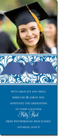 Noteworthy Collections - Graduation Invitations (Antique Swirls � Blue & White with Photo) (DG-404R-C10)