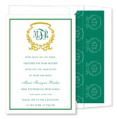 Noteworthy Collections - Graduation Invitations (Acanthus � Green & Gold) (ID-140-C01)