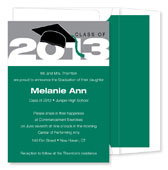 Noteworthy Collections - Graduation Invitations (2012 Cap & Tassel � Green & Silver) (ID-174-C13)