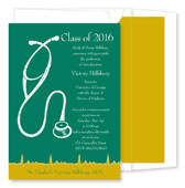 Noteworthy Collections - Graduation Invitations (Med School Grad � Green & Gold) (ID-186-C01)